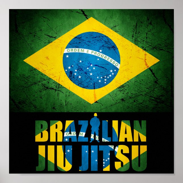 BJJ Brazilian Jiu Jitsu - Brasilianisches Flaggenp Poster (Vorne)