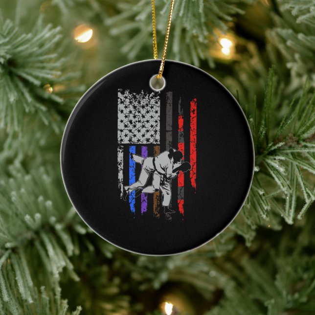 BJJ-Flag für die brasilianische Jiu Jitsu Stars &  Keramik Ornament (Baum)