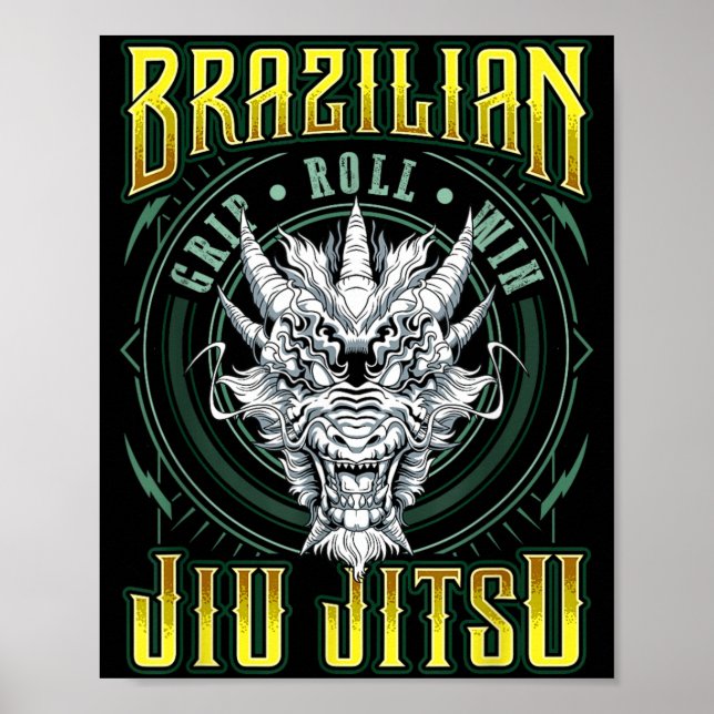 BJJ-Griff-Roll-Sieg - Grappling Jiu Jitsu Drache Poster (Vorne)
