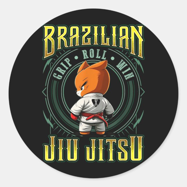 BJJ-Griff-Roll-Sieg - Grappling Jiu Jitsu Fox Runder Aufkleber (Vorderseite)