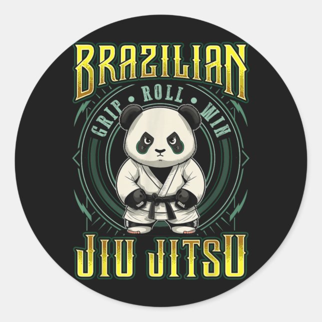 BJJ-Griff-Roll-Sieg - Grappling Jiu Jitsu Panda Runder Aufkleber (Vorderseite)
