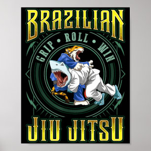 BJJ-Griff-Roll-Sieg - Grappling Jiu Jitsu Shark Poster
