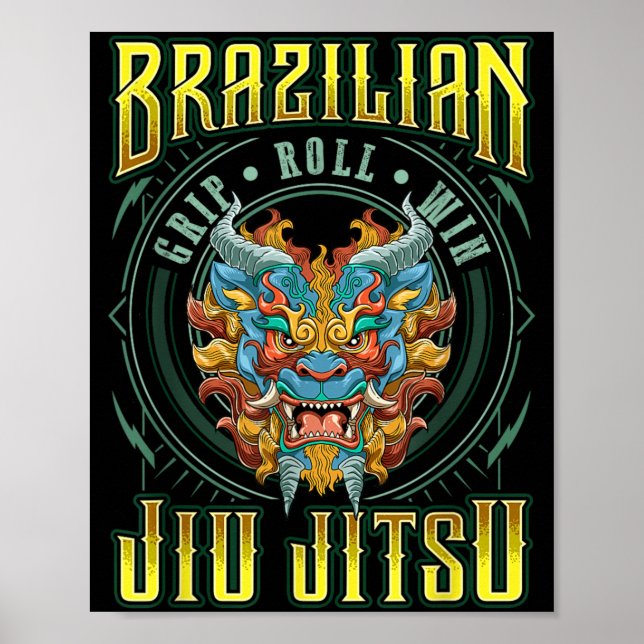 BJJ-Griff-Rollensieg - Grappling Jiu Jitsu Foo Dog Poster (Vorne)