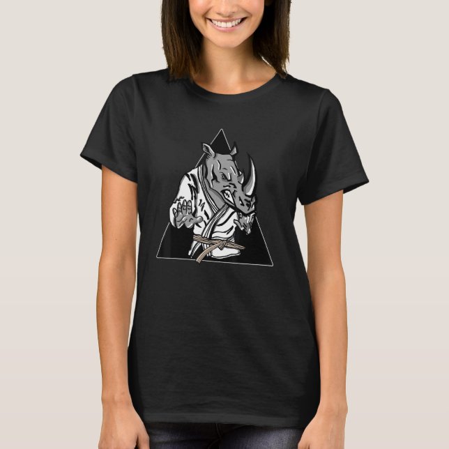 Bjj Jiu Jitsu Brown Belt Rhino T-Shirt (Vorderseite)
