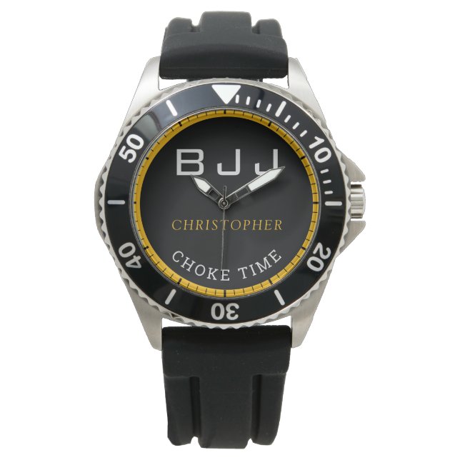 BJJ Jiu Jitsu Personalisiert Choke Time Black Men' Armbanduhr (Vorderseite)