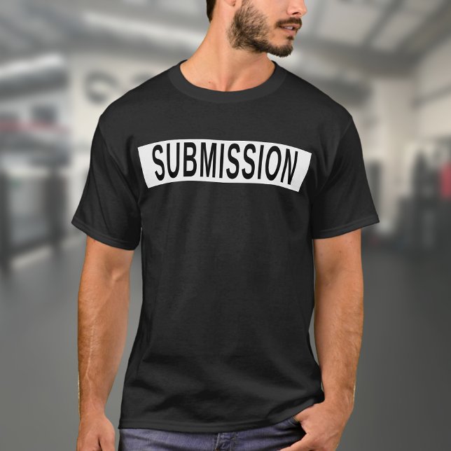 BJJ Jiu Jitsu-Vorlage Schwarzweiß-Weiß T-Shirt (Jiu Jitsu Black "Submission" T-shirt)