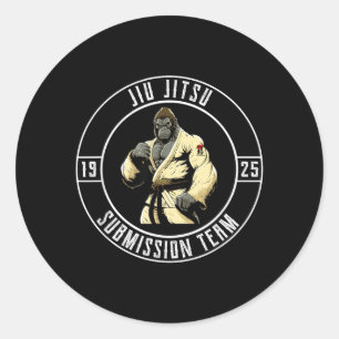 BJJ MMA Gorilla - Lustiger brasilianischer Jiu Jit Runder Aufkleber