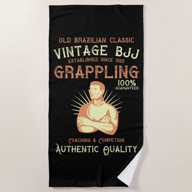 BJJ Old Brazilian Classic Grappling Retro-Stil Strandtuch (Vorderseite)