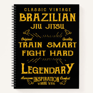 BJJ Train Smart Fight Hard Vintag Jiu Jitsu Notizbuch