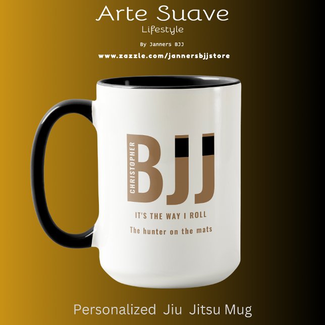 BJJ Way I Roll Fügen Sie Ihren Namen Jiu Jitsu Bro Tasse (Personalized BJJ brown belt coffee mug.)