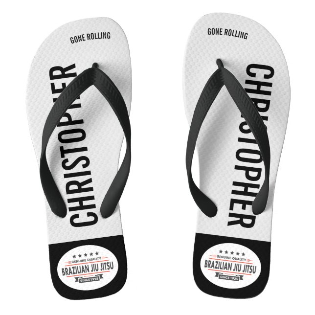 BJJ White Belt Genuine Quality Gone Rolling Flip Flops (Fußbett)