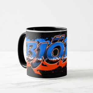 Björn Vorname Name Graffiti blue orange Tasse