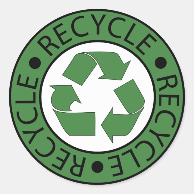 BK-Briefe mit grünen Logos gerecycelt Runder Aufkleber (Vorderseite)