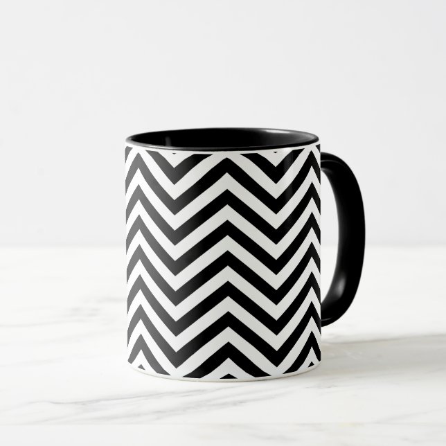 BKack & White Zig Zag 1 Tasse (VorderseiteRechts)