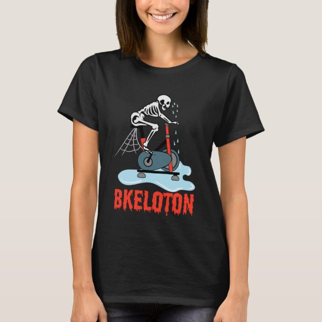Bkeloton Spinning Skeleton Indoor Cycling Workout T-Shirt (Vorderseite)