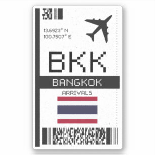 BKK Bangkok Boarding Pass - Thailand Travel Aufkleber