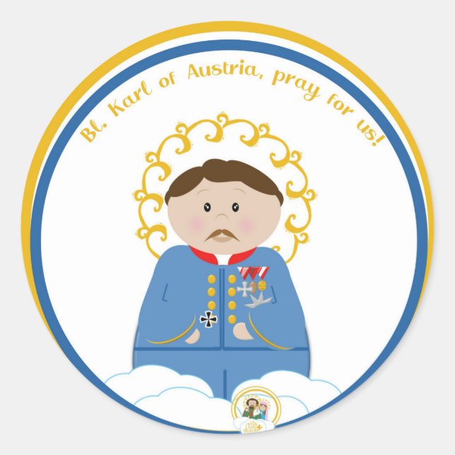 Bl. Karl von Österreich Runder Aufkleber (Vorderseite)