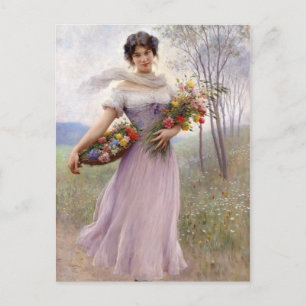 Blaas: Mädchen in Lilac mit Blume Postkarte