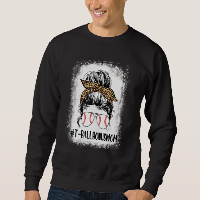 Blached Ball Bonus Mama Life Messy Bun Leopard Sof Sweatshirt (Vorderseite)