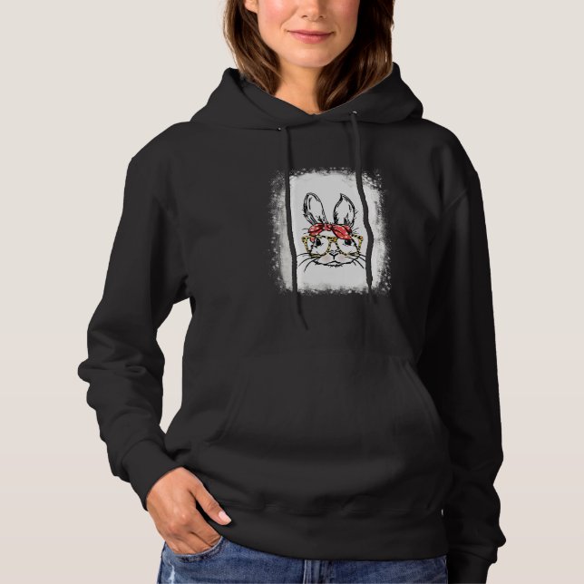 Blached Bunny Face Leopard Brille Headband Happy Hoodie (Vorderseite)