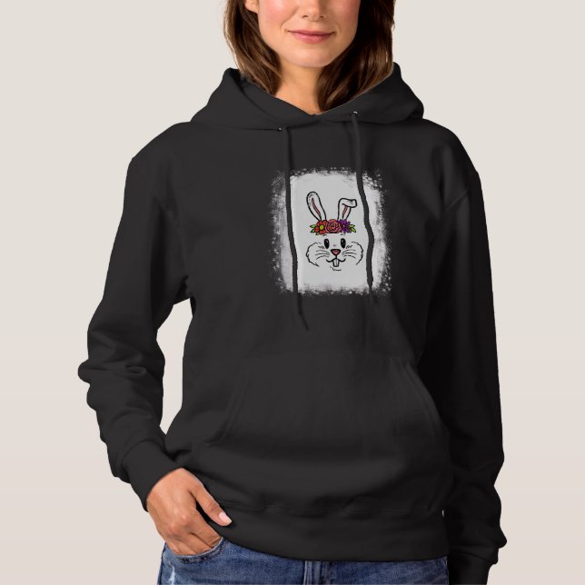 Blached Bunny Face Leopard Brille Headband Happy Hoodie (Vorderseite)