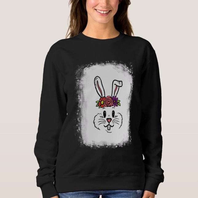 Blached Bunny Face Leopard Brille Headband Happy Sweatshirt (Vorderseite)