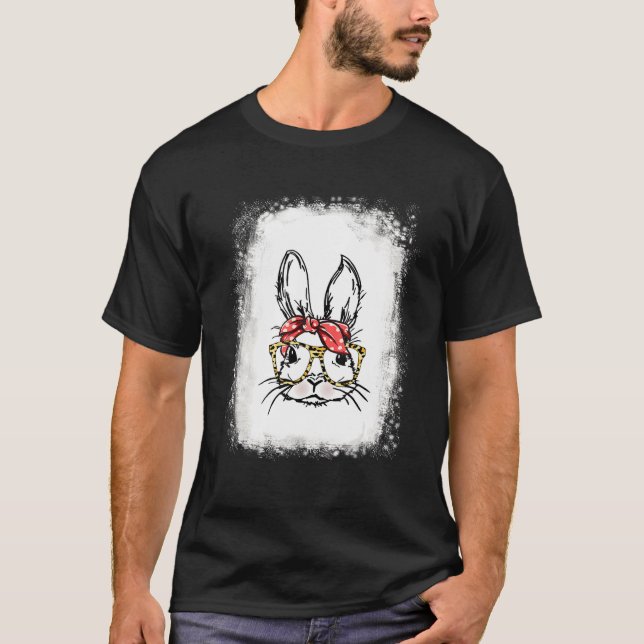 Blached Bunny Face Leopard Brille Headband Happy T-Shirt (Vorderseite)