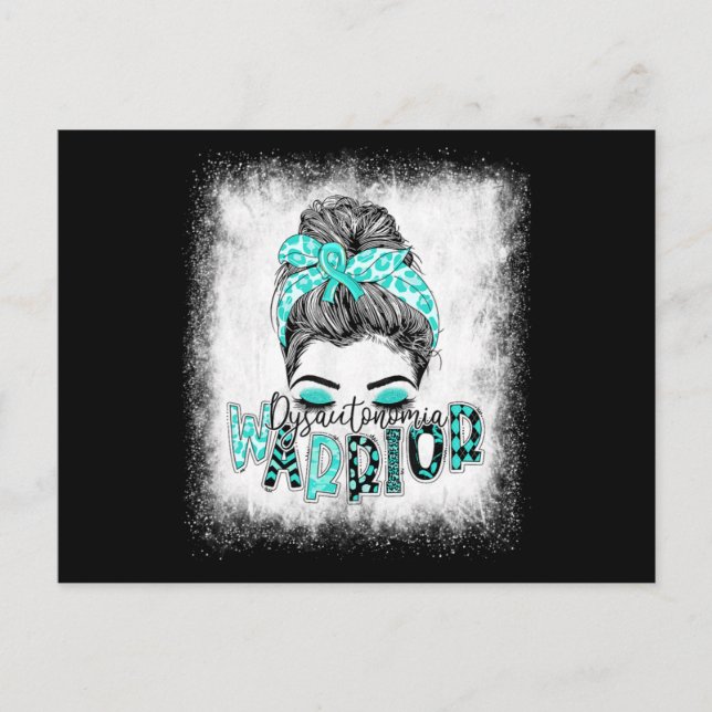 Blached Dysautonomia Warrior Messy Bun Turquoise Postkarte (Vorderseite)
