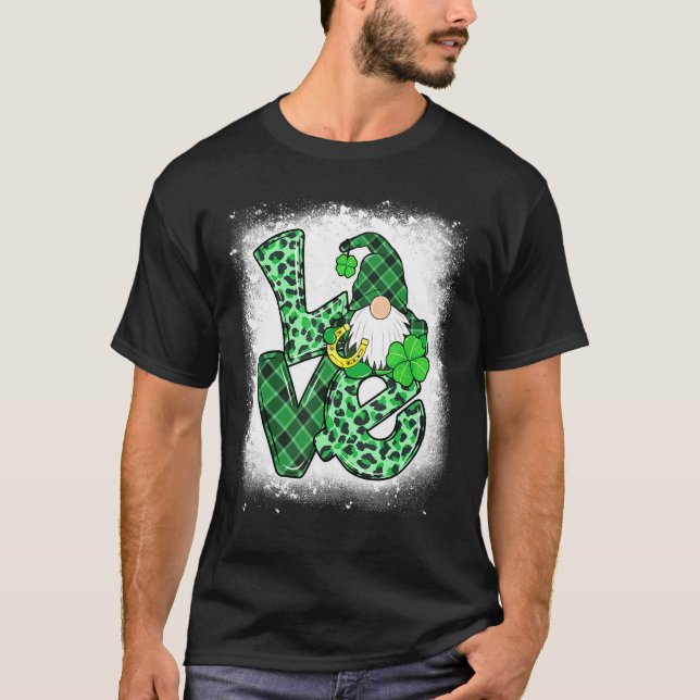 Blached Liebe St Patricks Day Gnomes Kleeblatt für T-Shirt (Vorderseite)