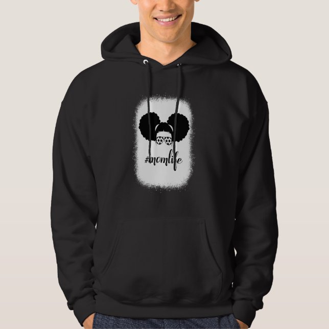 Blached Mama Life Soccer Sport Messy Bun Hair Moth Hoodie (Vorderseite)