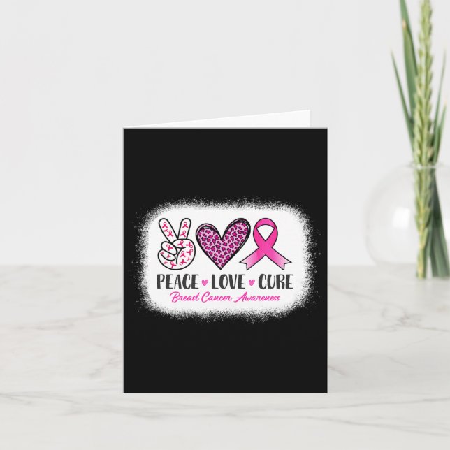 Blached Peace Liebe Cure Leopard BreastCancer Awa Karte (Vorderseite)