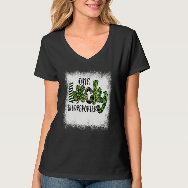 Blached St Patricks Day Leopard One Lucky Bildrep T-Shirt (Vorderseite)