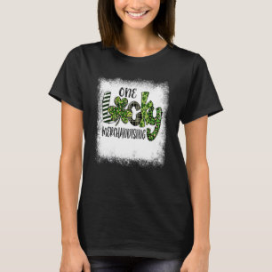 Blached St Patricks Day Leopard One Lucky Merchan T-Shirt