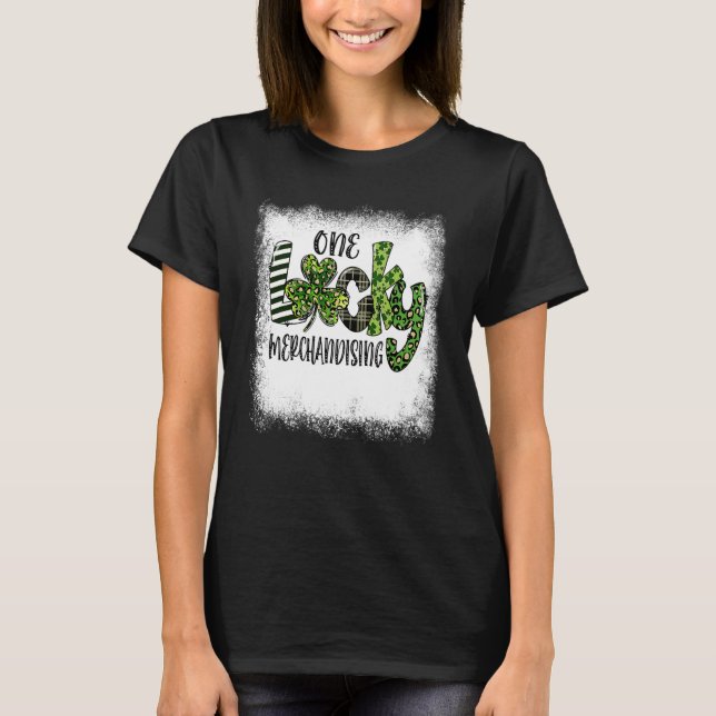 Blached St Patricks Day Leopard One Lucky Merchan T-Shirt (Vorderseite)