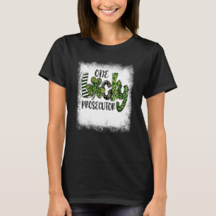 Blached St Patricks Day Leopard One Lucky Prosecu T-Shirt