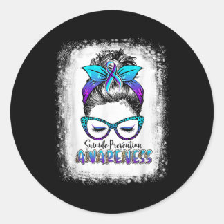Blached Suicide Prevention Awareness Week Messy B Runder Aufkleber