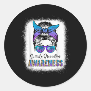 Blached Suicide Prevention Awareness Week Messy B Runder Aufkleber