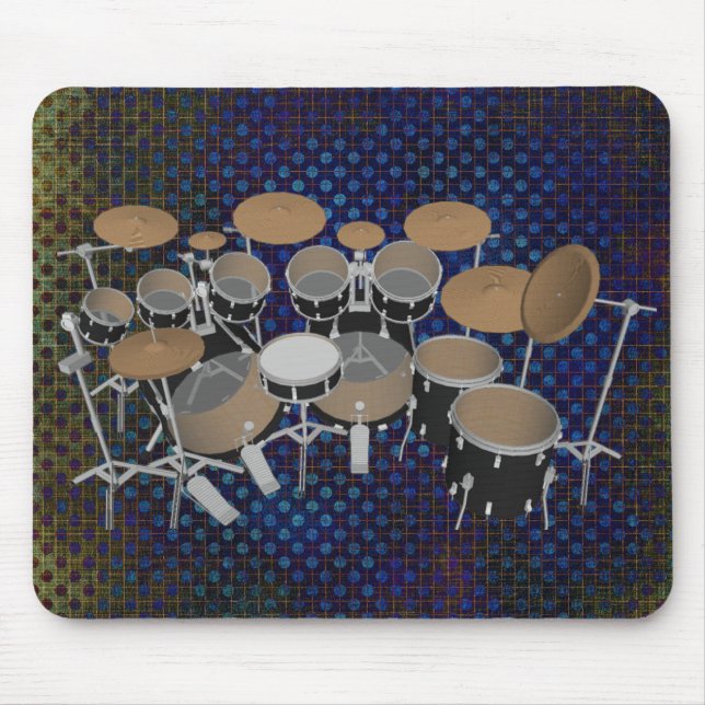 Black 10 Piece Drum Set: Schwarze Mousepad: Tromme Mousepad (Vorne)