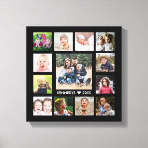 Black 13 Foto Collage Familienname Personalisiert Leinwanddruck