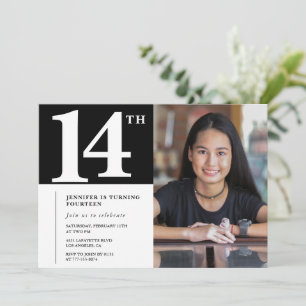 Black 14. Geburtstagseinladung Chic Girls Foto Einladung