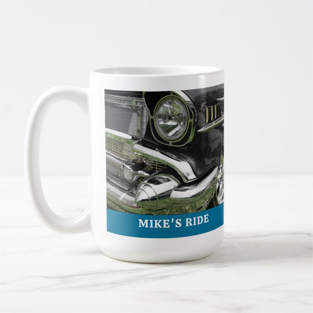 Black 1957 Chevy Car, Name/Nachricht, Ihr Foto/Art Kaffeetasse (Links)