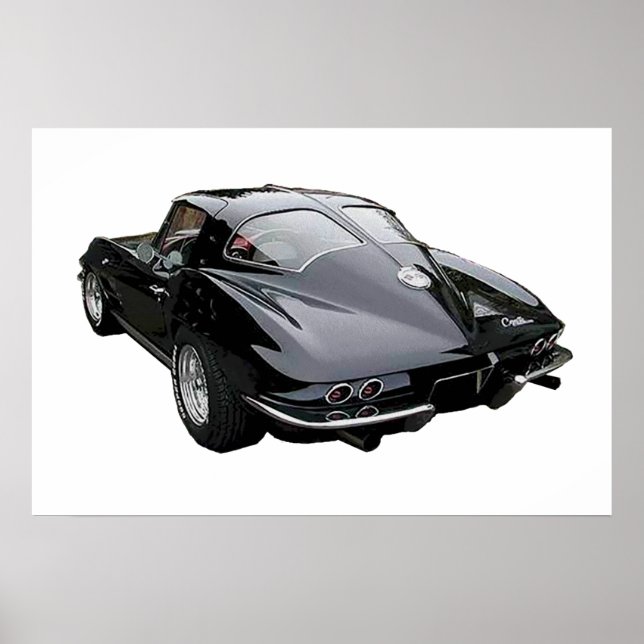 Black 1963 Corvette Stingray Poster (Vorne)