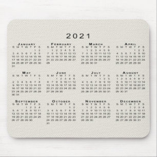 Black 2021 Kalender auf Beige Imitate Leinwand Tex Mousepad