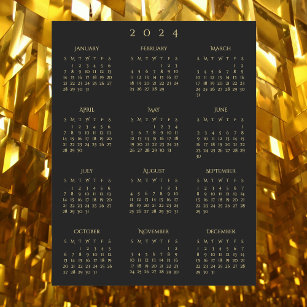 Black 2024 Full Year Calendar Zuhause Kühlschrankm Magnetisches Trockenlöschblatt