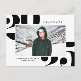 Black 2025 Fett Typografy Foto Abschluss Einladungspostkarte