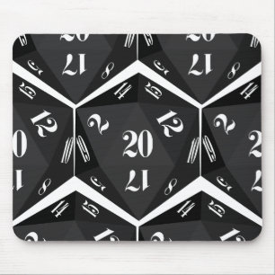 Black-20-Sided-Dice-Pattern Mousepad