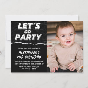 Black 2. Geburtstag Einladungen Boy Foto