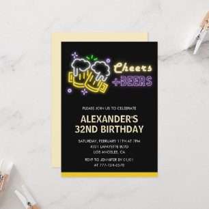 Black 32. Geburtstag Einladung Cheers Beer