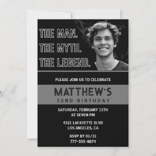 Black 32. Geburtstag Einladungen The Man The Legen