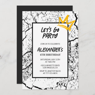 Black 4. Geburtstagseinladung Boy Hip Hop Einladung